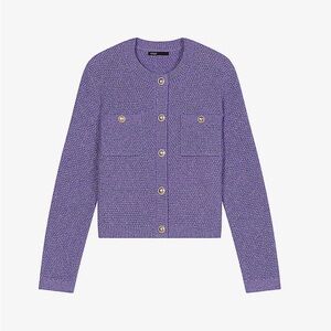 Maje Metallic Tweed Knit Cardigan